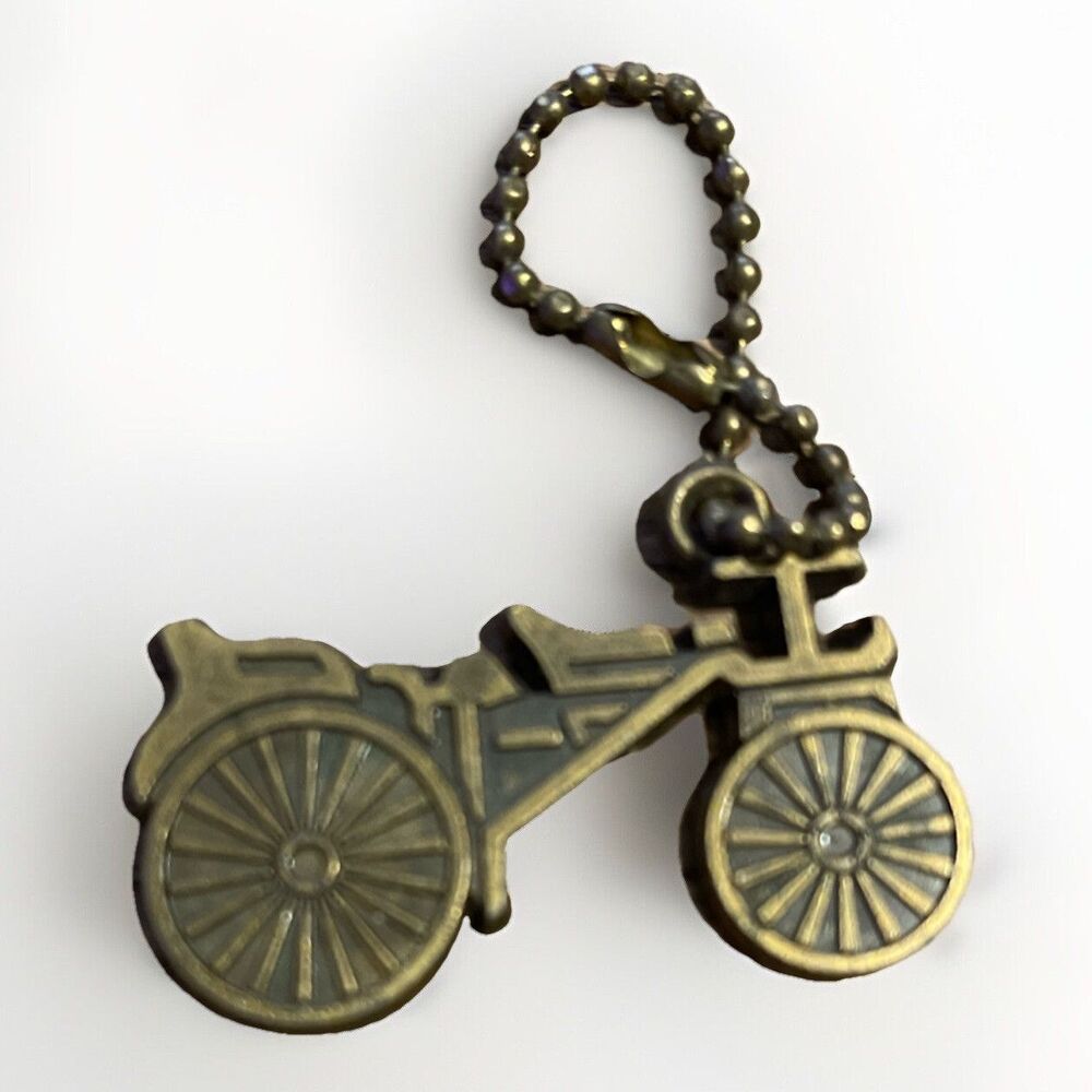 Vintage Brass Keychain- Old Time Bike or Car